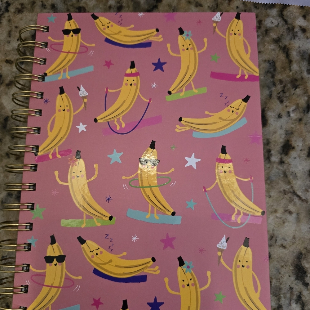 Pink Notebook with Dancing Bananas